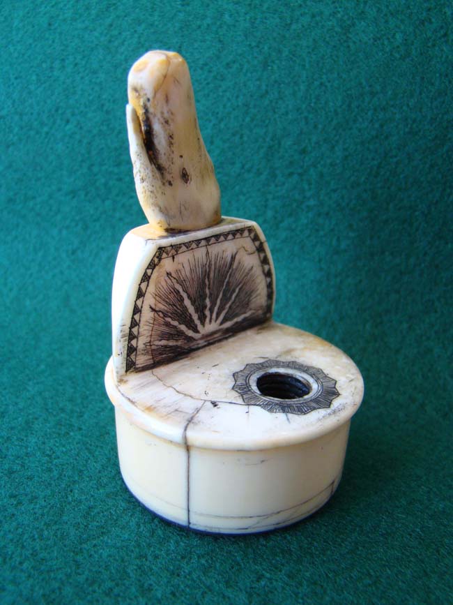 A charming Walrus and Whale Ivory Inkwell — image 3
